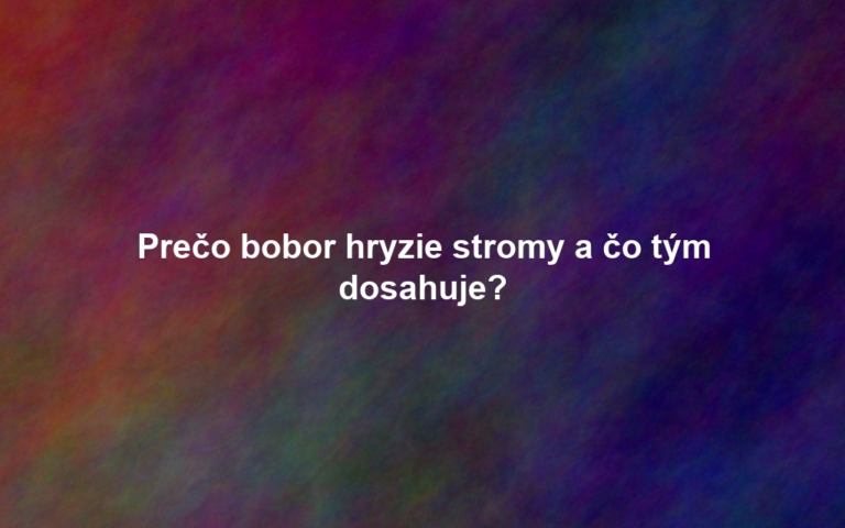 Prečo bobor hryzie stromy a čo tým dosahuje?